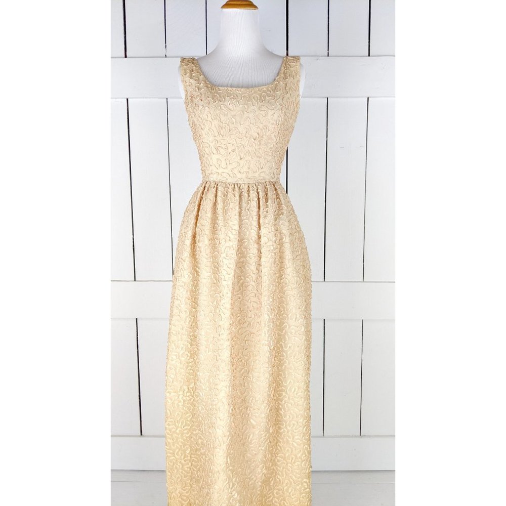 Vintage Harry Keiser champagne ribbon empire waist formal cocktail dress - Picture 4 of 8